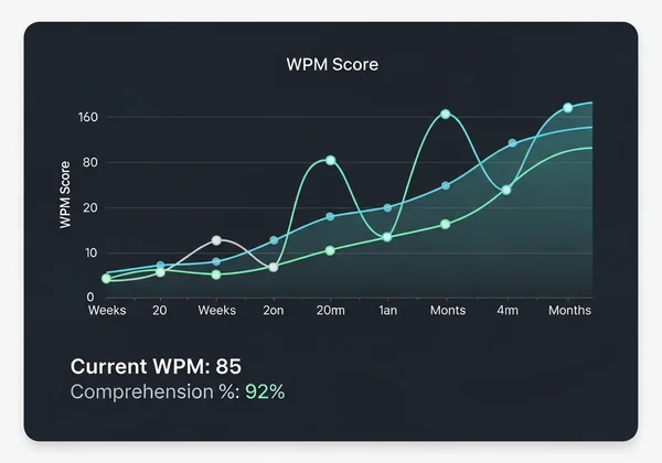 Chart showing reading speed (WPM) progress over time