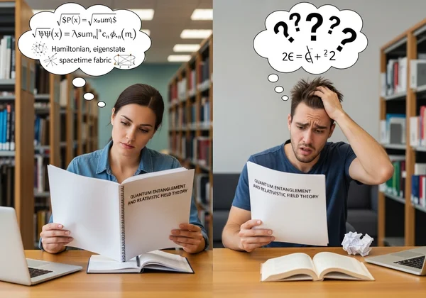 Expert reading technical document vs. novice with same text.