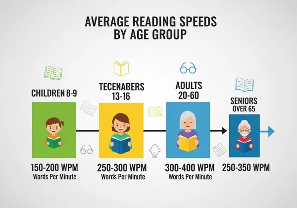 Infographic showing reading speeds across different age groups.
