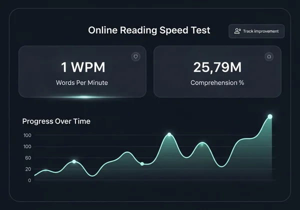 在线阅读速度测试显示 WPM 和随时间变化的进度