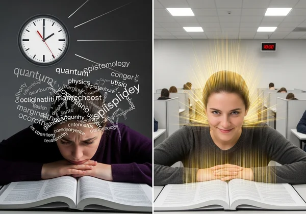 学生面对密集的文本,突出阅读速度挑战