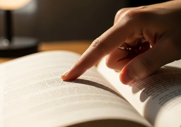 一只手用手指引导页面阅读