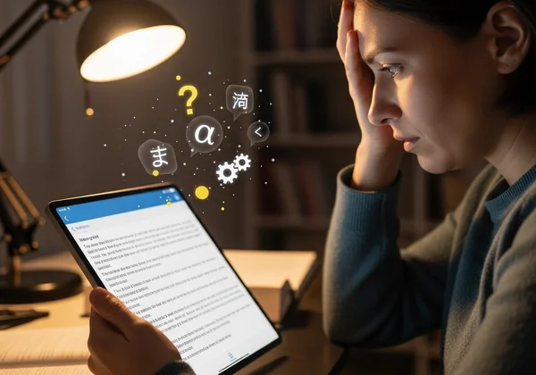 ESL learner struggling with English text, seeking help