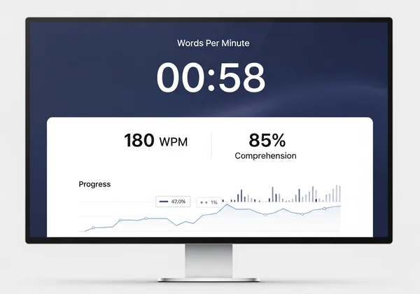 Digital display of a WPM reading speed test interface