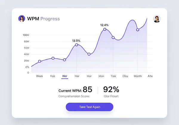 A graph showing WPM progress over time with a test.