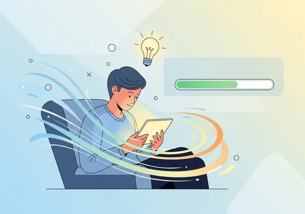 त्वरित गति से पढ़ते व्यक्ति की छवि, समझ में हो रहा सुधार