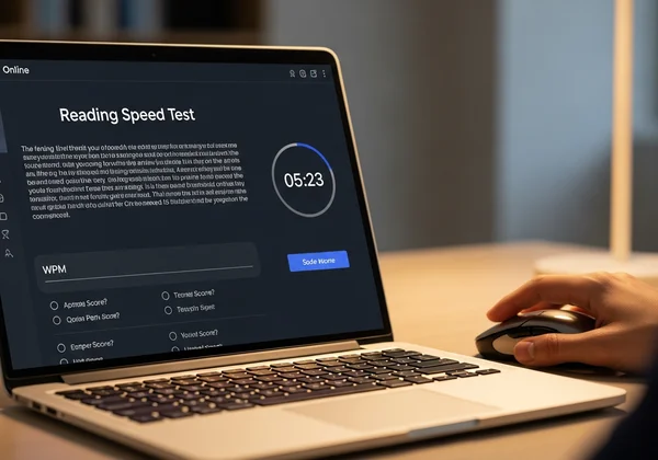 ऑनलाइन पठन गति परीक्षण लेते उपयोगकर्ता की छवि