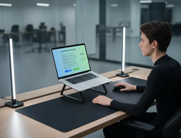 Person taking an online reading speed test